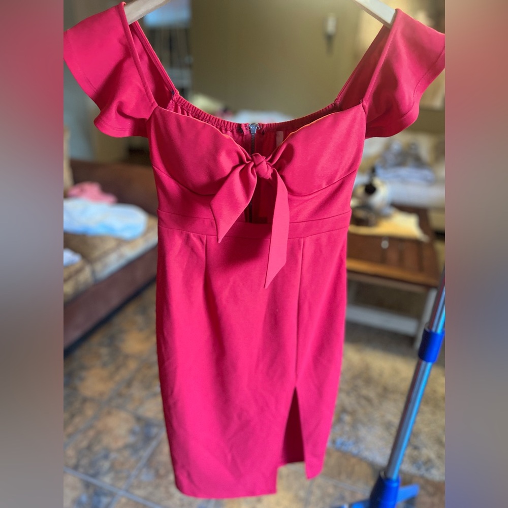 Off Shoulder Sexy Red Key Hole Dress